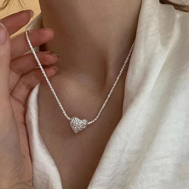 Double Layered Love Heart Pendant Necklace for Women Simple Necklace Chain Jewelry Wholesale