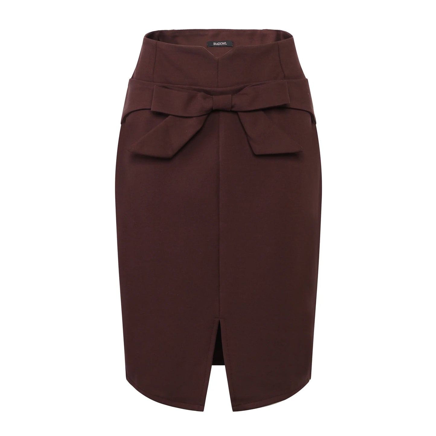 New Fashion Women Pencil Skirt Knee Length High Waist Elegant Open Slit Bow Skirt Size S-5XL