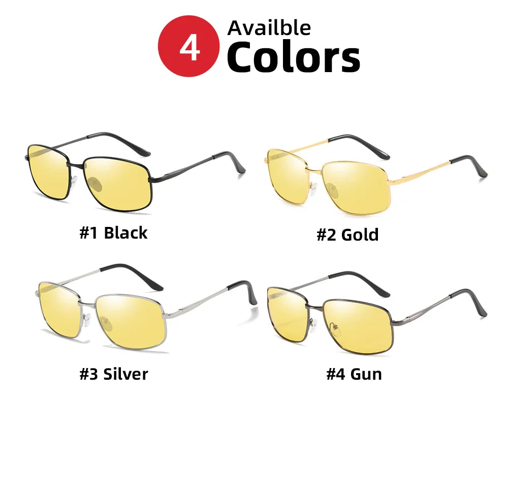 VIVIBEE Polarized Night Vision Glasses for Men Driving 2026 Metal Frame Yellow Nightvision UV400 Women Goggles