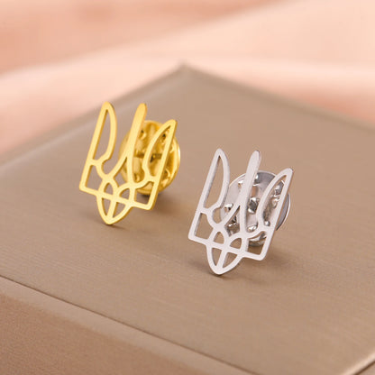 Cazador Ukraine National Symbol Brooch Pin for Men Women Stainless Steel Jewelry Suit Collar Badges 2026 Wholesale Waterproof