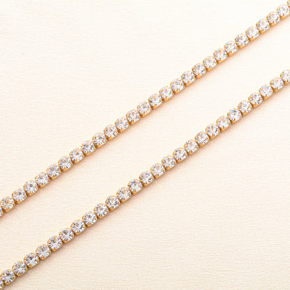 Stainless Steel Rhinestone Necklace for Women Cubic Zirconia Tennis Chain Ladies Crystal Choker Minimalism Jewelry Accessories