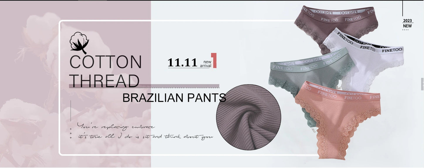 3PCS/Set Cotton Briefs Women Mid Waist Panties Sexy Underwear Ladies  Lingere Straps Bow Panties Underware Comfortable Womens