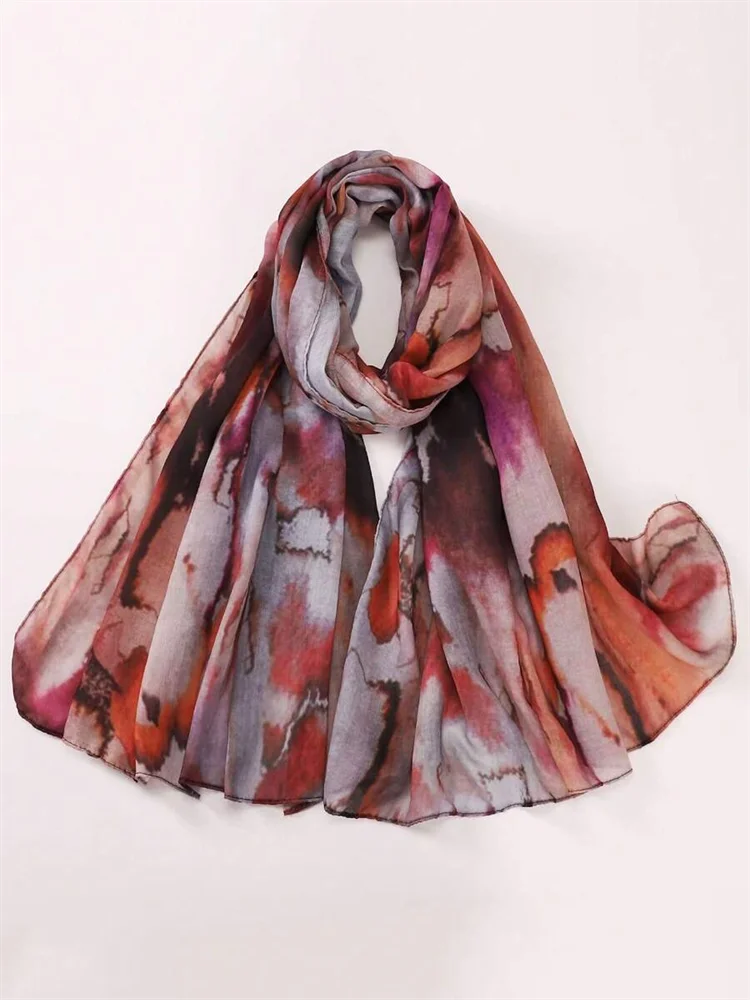 1Pcs Ramadan Hijab Leopard Print Women Bohemian Watercolor Soft Muslim Hijabs Floral Breathable Shawl Wrap Scarf Headscarf Warm
