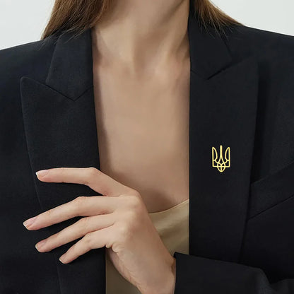 Cazador Ukraine National Symbol Brooch Pin for Men Women Stainless Steel Jewelry Suit Collar Badges 2026 Wholesale Waterproof