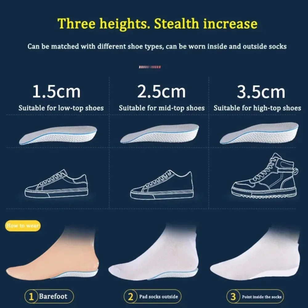 Arch support Invisible height Insole New Durable Convenient to Use Half Insole Breathable Increasing Half Insole for Men Women