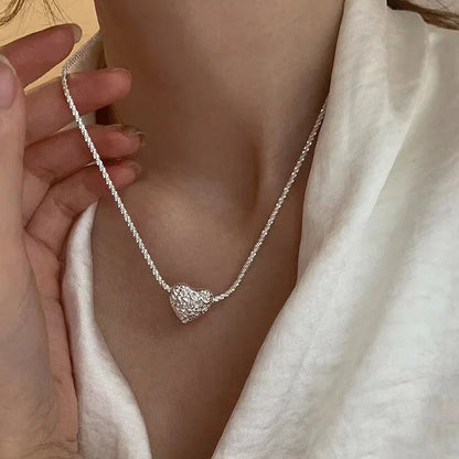 Double Layered Love Heart Pendant Necklace for Women Simple Necklace Chain Jewelry Wholesale