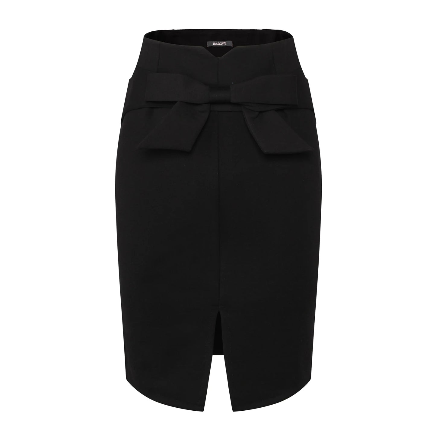 New Fashion Women Pencil Skirt Knee Length High Waist Elegant Open Slit Bow Skirt Size S-5XL