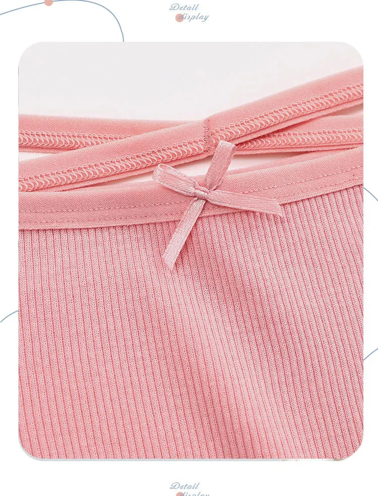 3PCS/Set Cotton Briefs Women Mid Waist Panties Sexy Underwear Ladies  Lingere Straps Bow Panties Underware Comfortable Womens