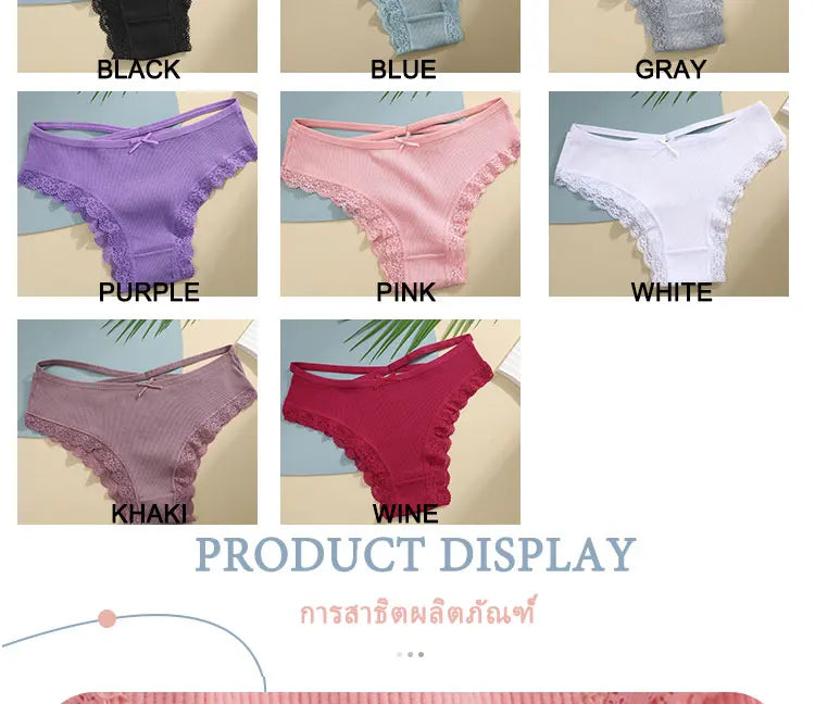 3PCS/Set Cotton Briefs Women Mid Waist Panties Sexy Underwear Ladies  Lingere Straps Bow Panties Underware Comfortable Womens