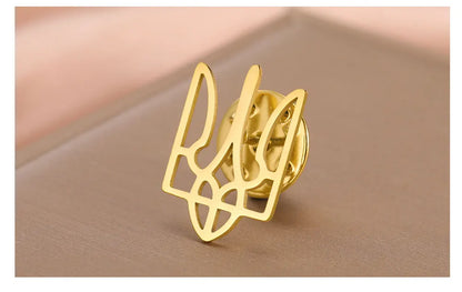 Cazador Ukraine National Symbol Brooch Pin for Men Women Stainless Steel Jewelry Suit Collar Badges 2026 Wholesale Waterproof