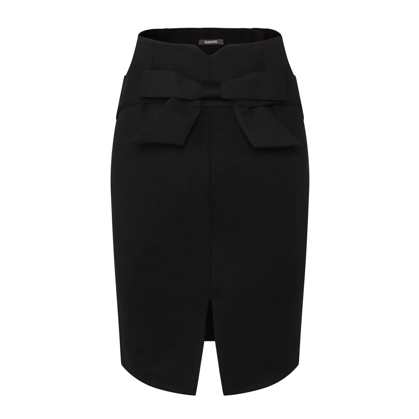 New Fashion Women Pencil Skirt Knee Length High Waist Elegant Open Slit Bow Skirt Size S-5XL
