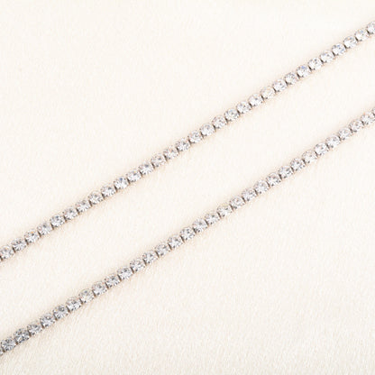 Stainless Steel Rhinestone Necklace for Women Cubic Zirconia Tennis Chain Ladies Crystal Choker Minimalism Jewelry Accessories