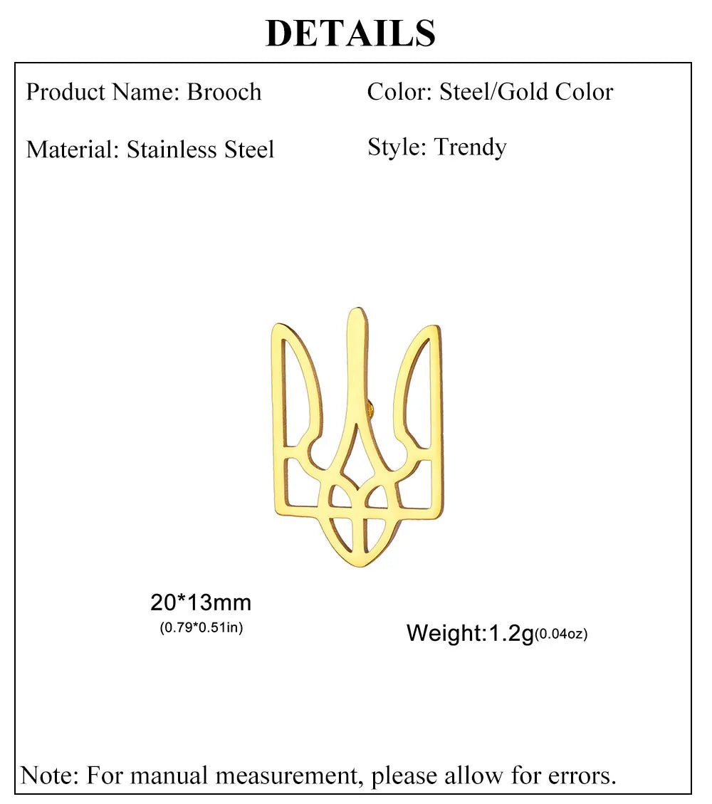 Cazador Ukraine National Symbol Brooch Pin for Men Women Stainless Steel Jewelry Suit Collar Badges 2026 Wholesale Waterproof