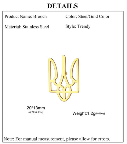 Cazador Ukraine National Symbol Brooch Pin for Men Women Stainless Steel Jewelry Suit Collar Badges 2026 Wholesale Waterproof