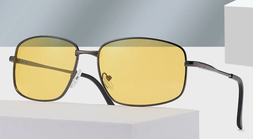 VIVIBEE Polarized Night Vision Glasses for Men Driving 2026 Metal Frame Yellow Nightvision UV400 Women Goggles