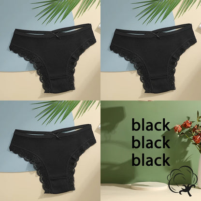 3PCS/Set Cotton Briefs Women Mid Waist Panties Sexy Underwear Ladies  Lingere Straps Bow Panties Underware Comfortable Womens