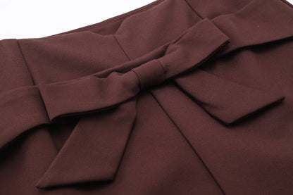 New Fashion Women Pencil Skirt Knee Length High Waist Elegant Open Slit Bow Skirt Size S-5XL