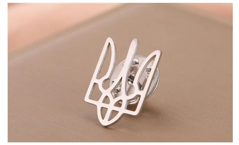 Cazador Ukraine National Symbol Brooch Pin for Men Women Stainless Steel Jewelry Suit Collar Badges 2026 Wholesale Waterproof