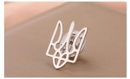 Cazador Ukraine National Symbol Brooch Pin for Men Women Stainless Steel Jewelry Suit Collar Badges 2026 Wholesale Waterproof