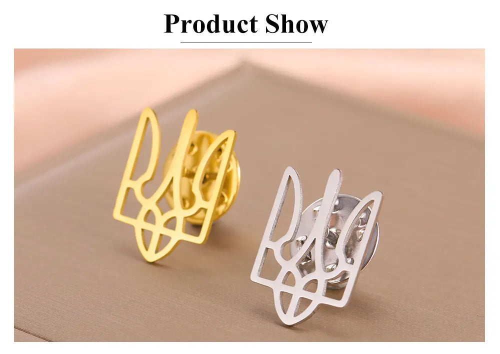 Cazador Ukraine National Symbol Brooch Pin for Men Women Stainless Steel Jewelry Suit Collar Badges 2026 Wholesale Waterproof