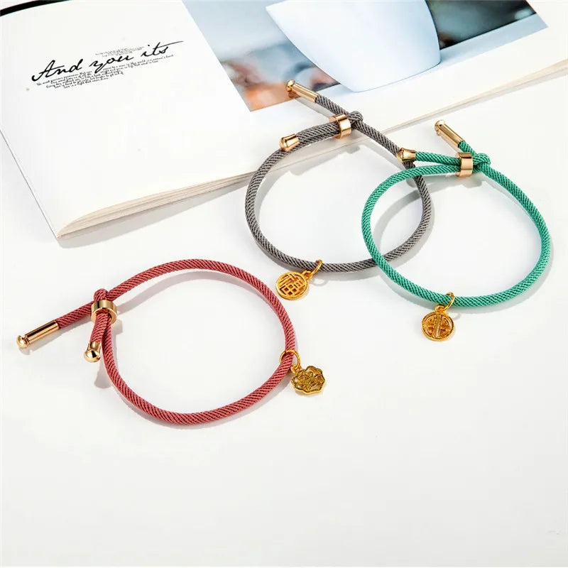 Handmade Woven Milan Thread Rope Couples Bracelets for Women Men Gather Wealth Lucky Bracelet Adjustable Jewelry Accessories