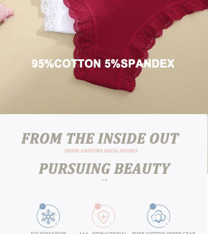 3PCS/Set Cotton Briefs Women Mid Waist Panties Sexy Underwear Ladies  Lingere Straps Bow Panties Underware Comfortable Womens