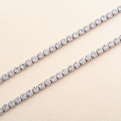 Stainless Steel Rhinestone Necklace for Women Cubic Zirconia Tennis Chain Ladies Crystal Choker Minimalism Jewelry Accessories