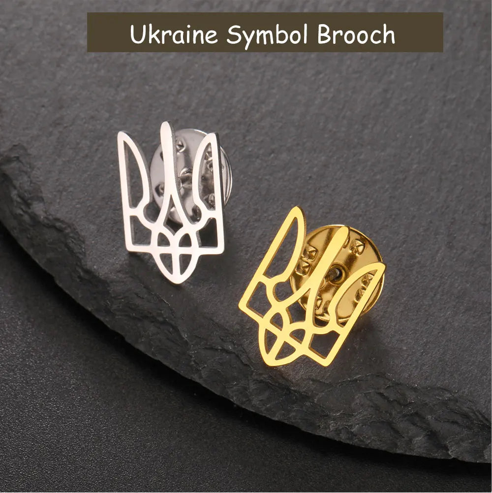 Cazador Ukraine National Symbol Brooch Pin for Men Women Stainless Steel Jewelry Suit Collar Badges 2026 Wholesale Waterproof